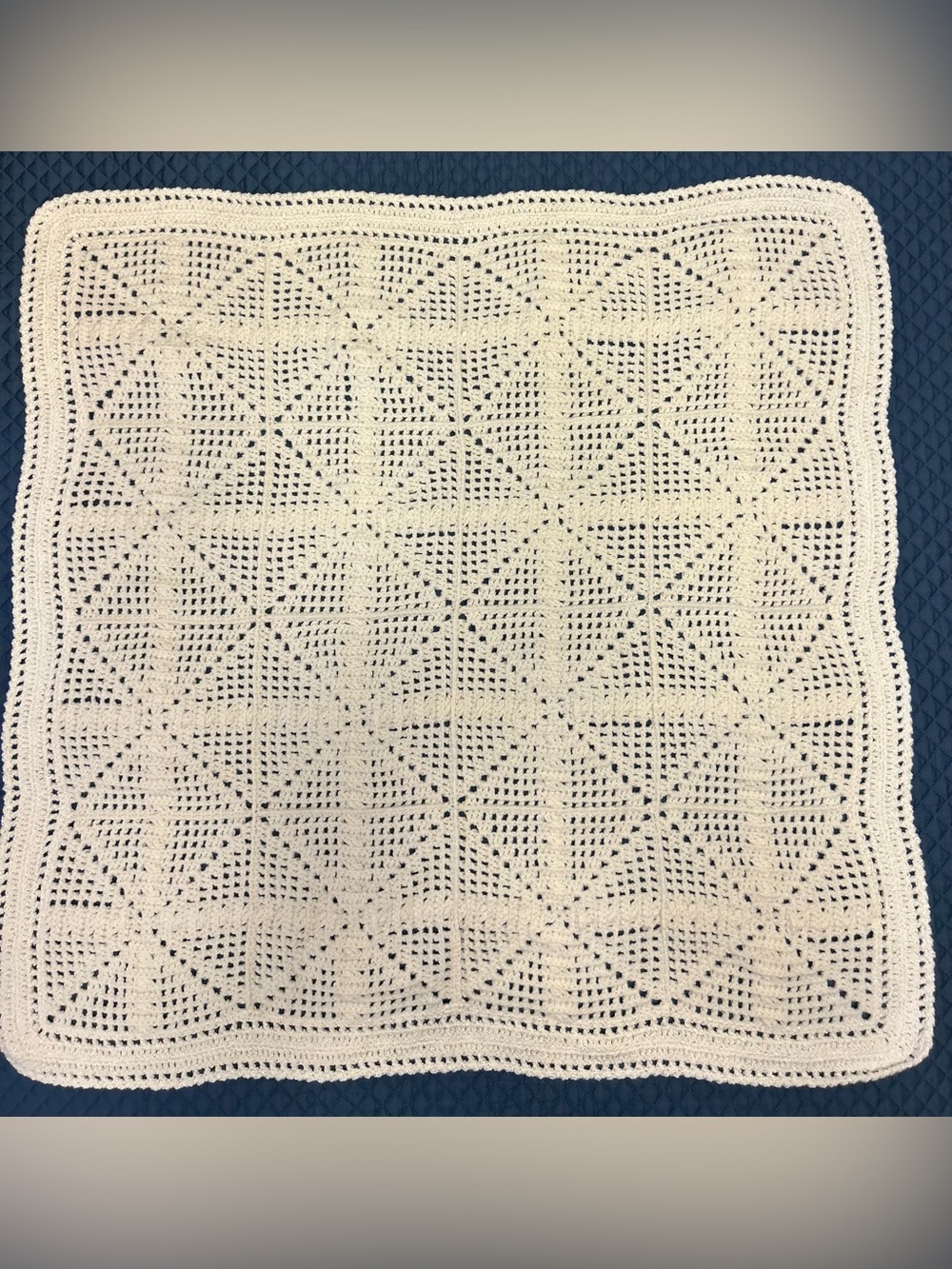Handmade White Baby Crochet Blanket - 34" by 34", Never Used